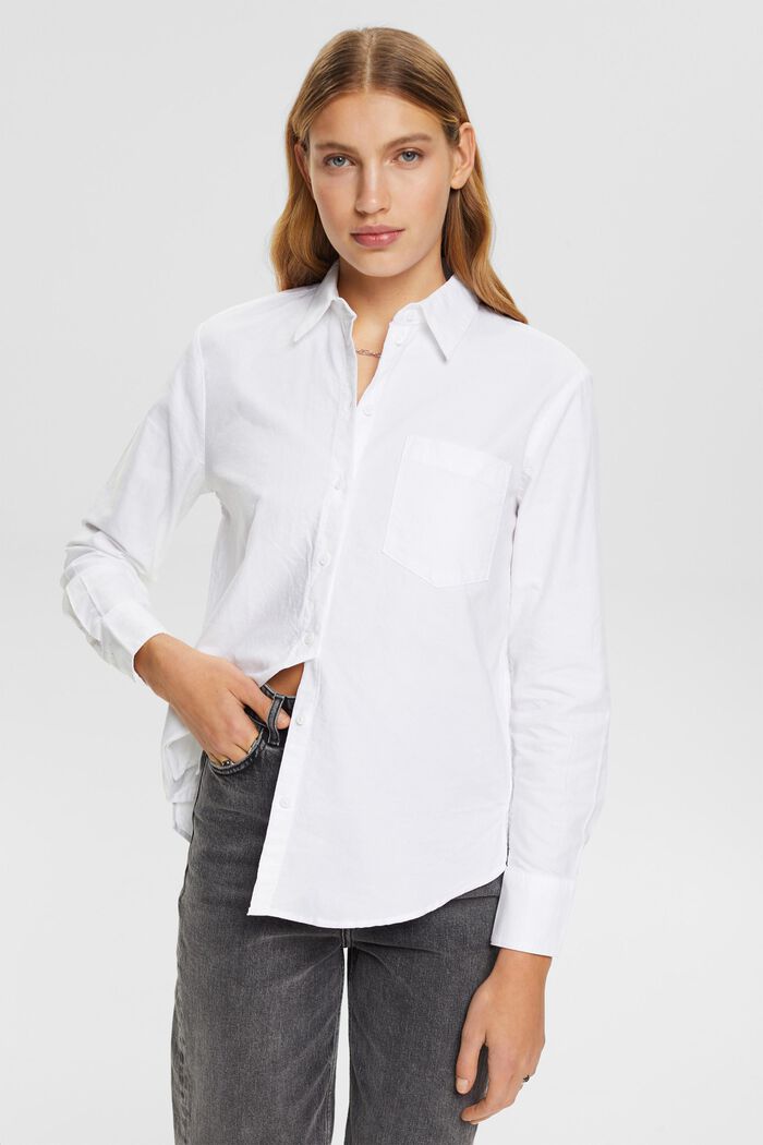 Katoenen blouse met een zak, WHITE, detail image number 0