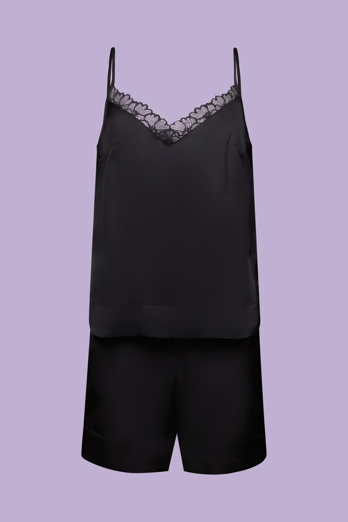 Zijden pyjamaset met short, LENZING™ ECOVERO™, BLACK, detail image number 7