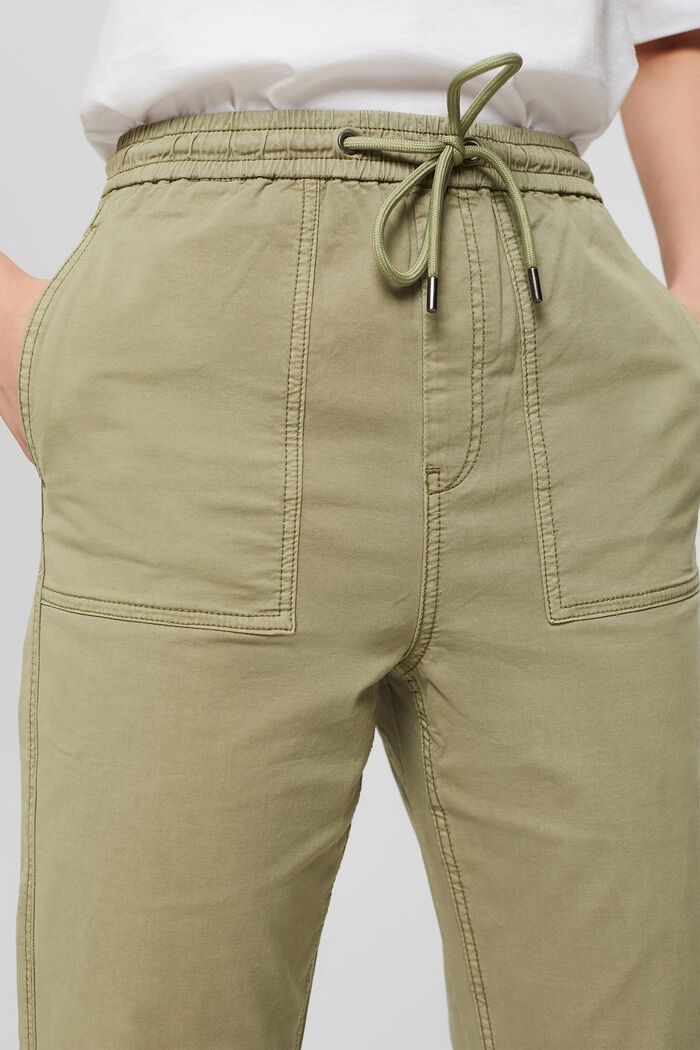 Pantalon stretch à taille élastique, coton biologique, LIGHT KHAKI, detail image number 2