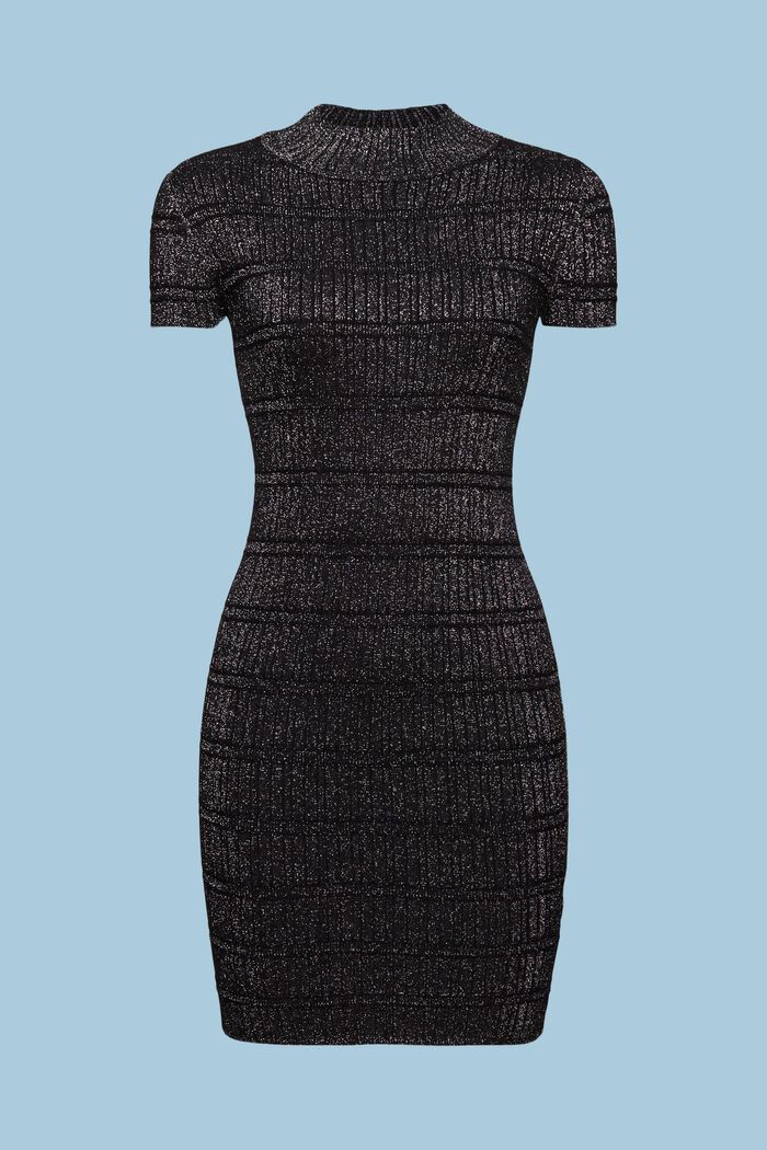 Gebreide mini-jurk van lamé, BLACK, detail image number 7