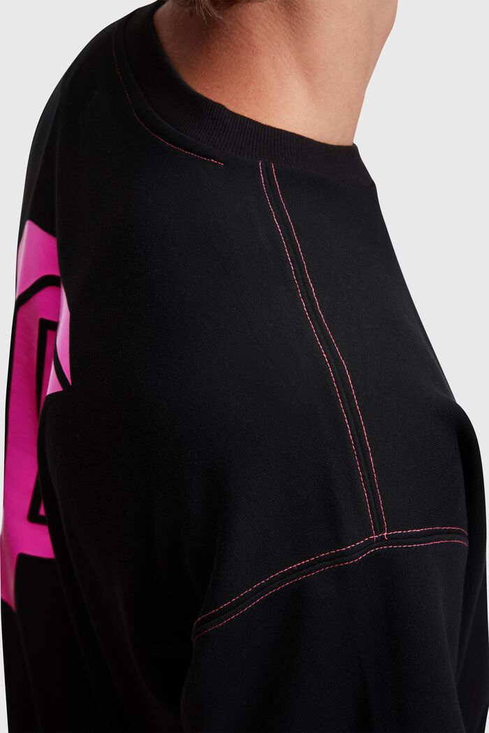 Sweatshirt met comfortabele pasvorm en neonkleurige print, BLACK, detail image number 3