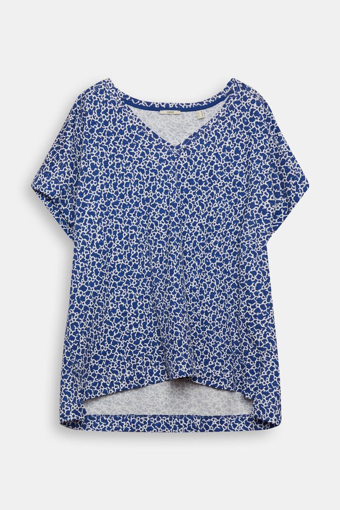 Katoenen T-shirt met V-hals en mozaiëkprint, INK, detail image number 2