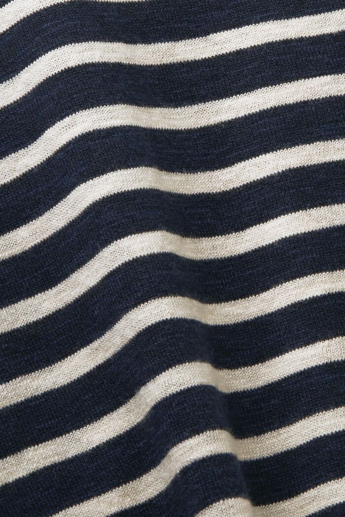 Gestreepte sweater van katoen en linnen, NAVY, detail image number 4