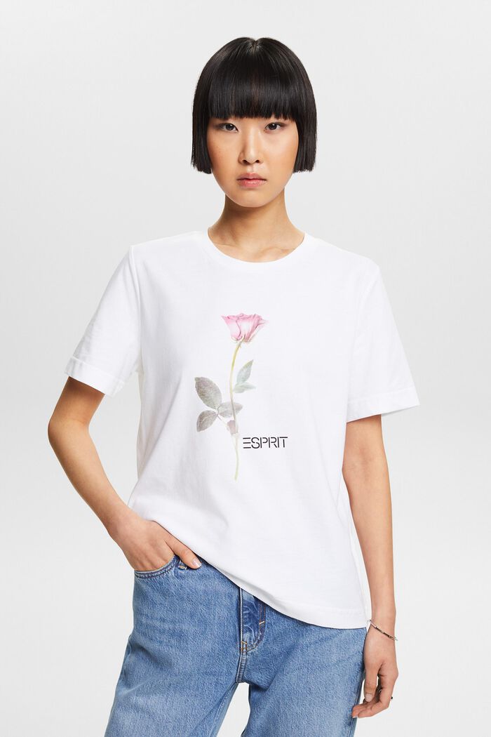 Katoenen T-shirt met grafische print, WHITE, detail image number 0