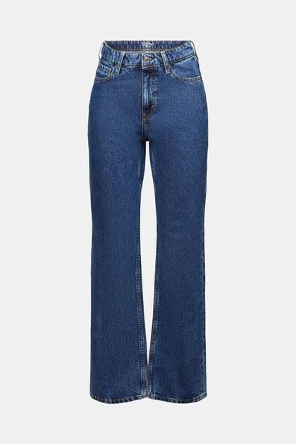 Jeans met retrolook, hoge taille en rechte pijpen