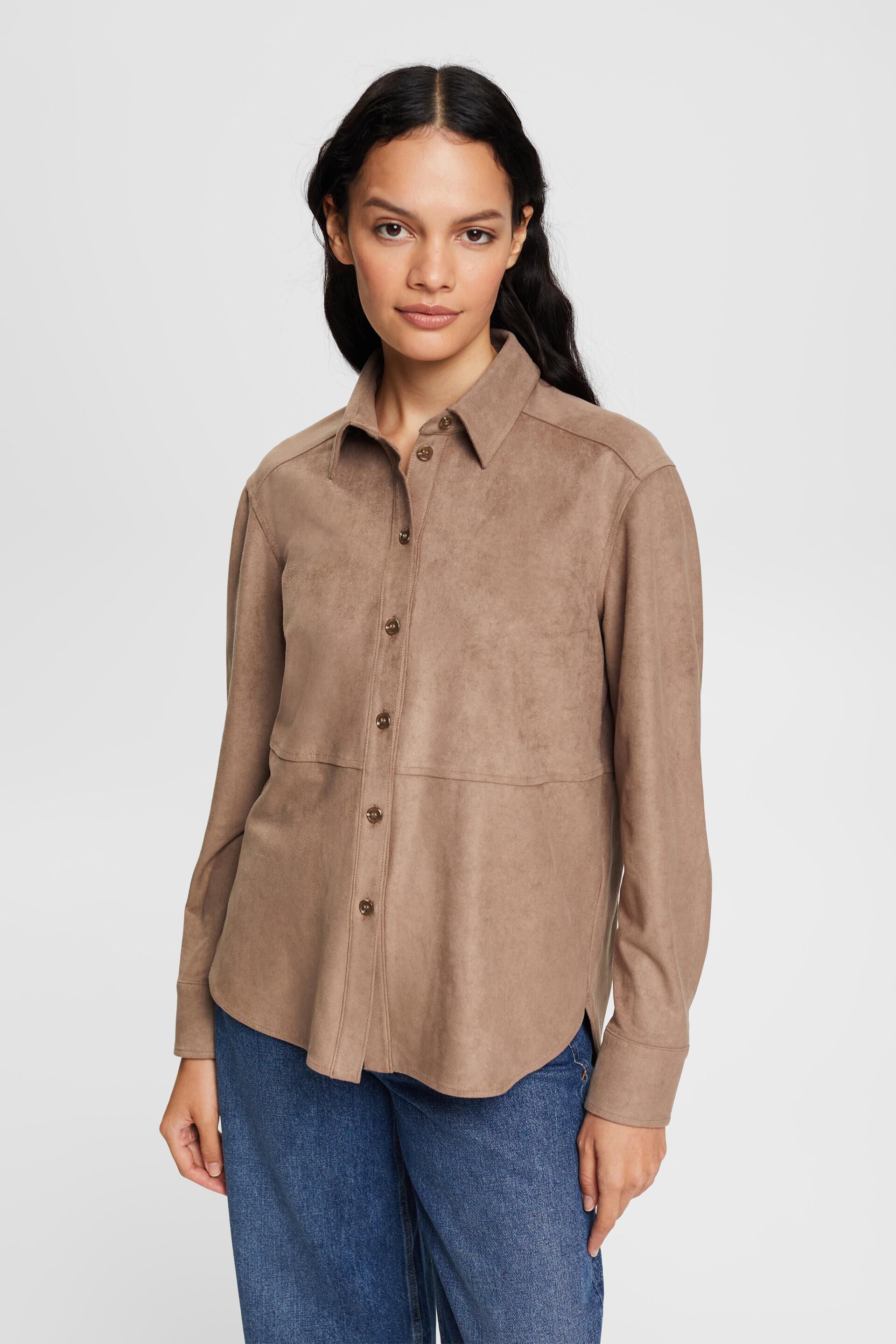 Mode Blouses Lederen blouses Esprit Lederen blouse wolwit casual uitstraling 