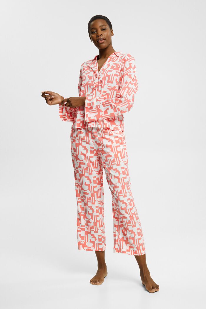 Pyjama imprimé en viscose LENZING™ ECOVERO™, CORAL, detail image number 1