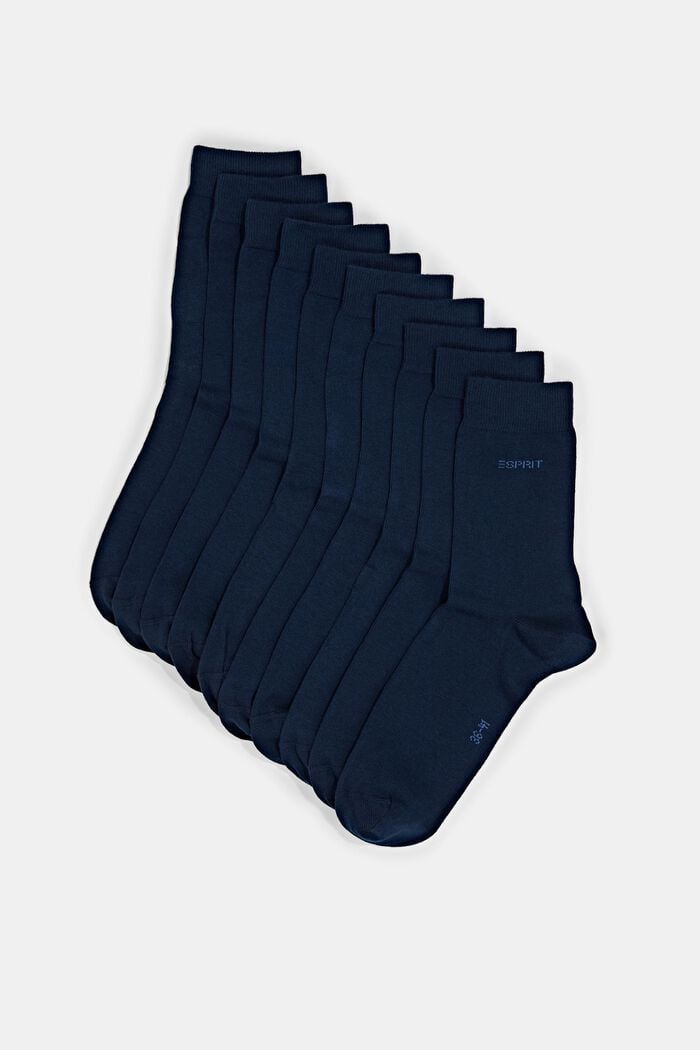10 paires de chaussettes uni, coton bio, MARINE, detail image number 0