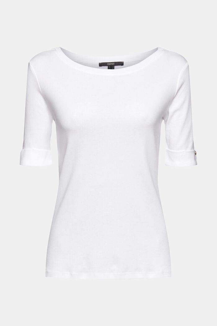 T-shirt van biologisch katoen met vaste omslag, WHITE, detail image number 2