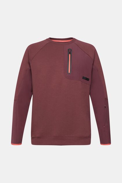 Sweatshirt met ritsvak op de borst, BORDEAUX RED, overview
