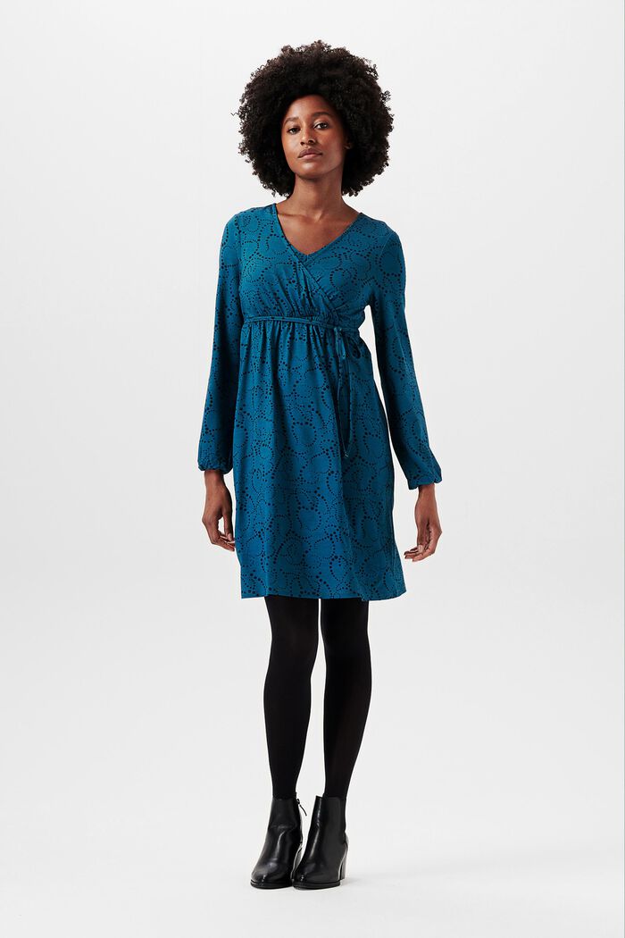 Jersey jurk met motief, LENZING™ ECOVERO™, BLUE CORAL, detail image number 1