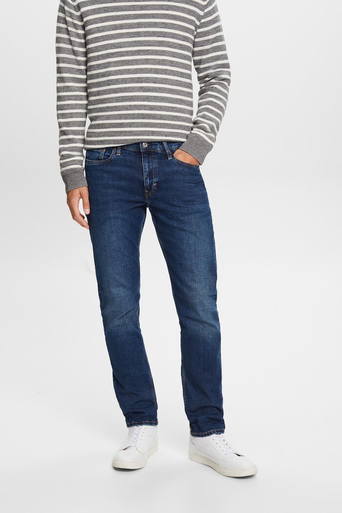 Gerecycled: slim fit jeans, BLUE DARK WASHED, detail image number 0