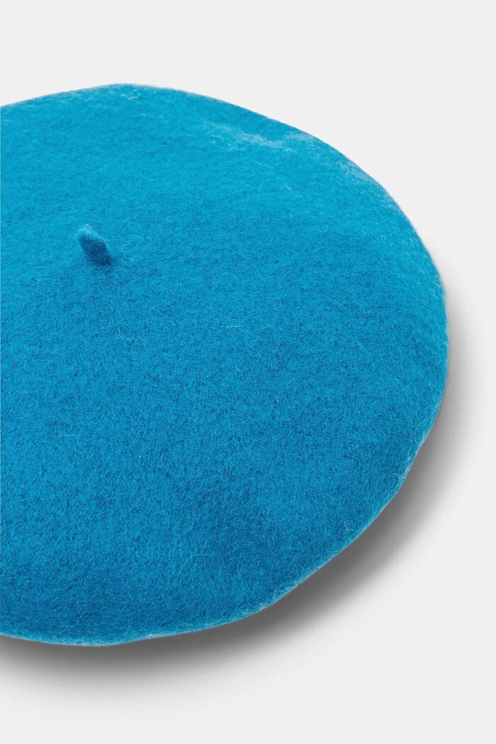 Béret en laine mélangée, TEAL BLUE, detail image number 1