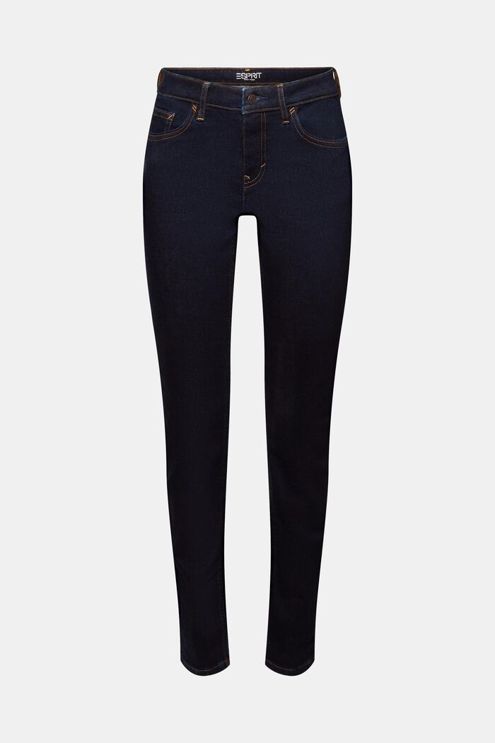 En matière recyclée : le jean stretch de coupe Slim Fit à taille mi-haute, BLUE RINSE, detail image number 7