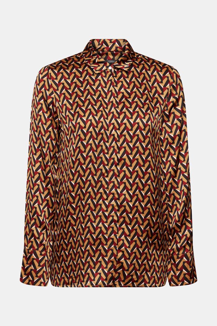 Satijnen blouse met all-over motief, BLACK, detail image number 6