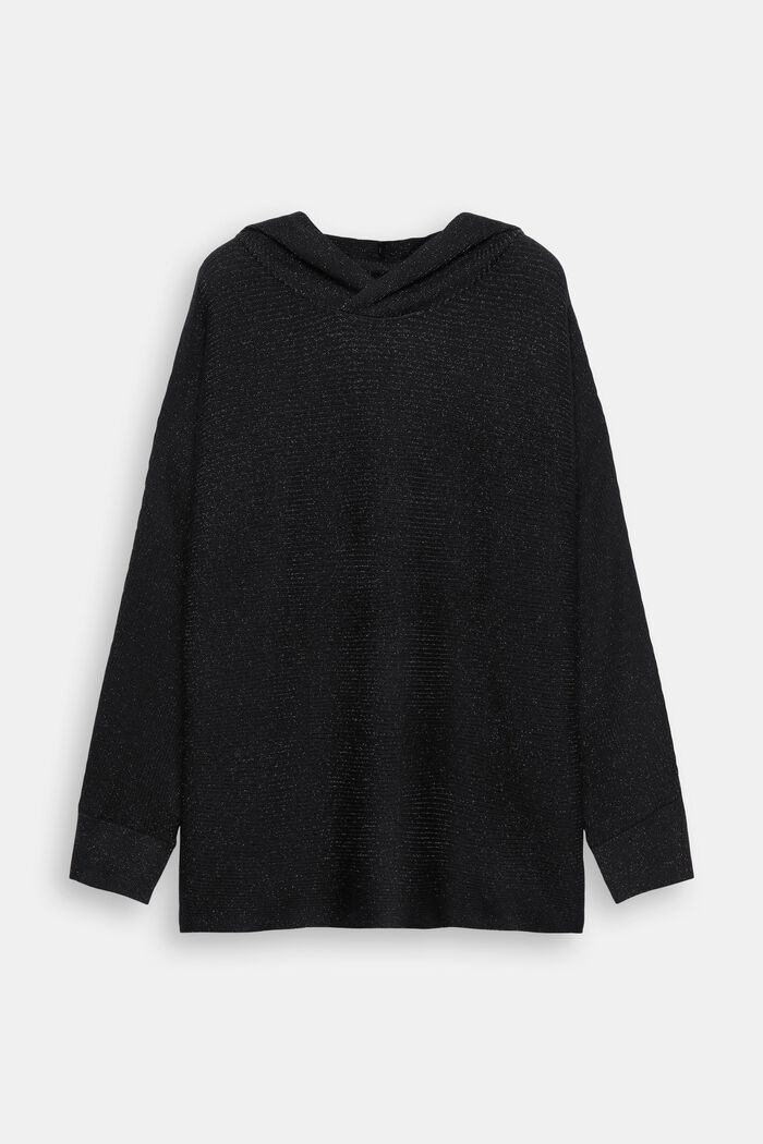 Sweat-shirt CURVY à capuche et effet scintillant, BLACK, detail image number 6