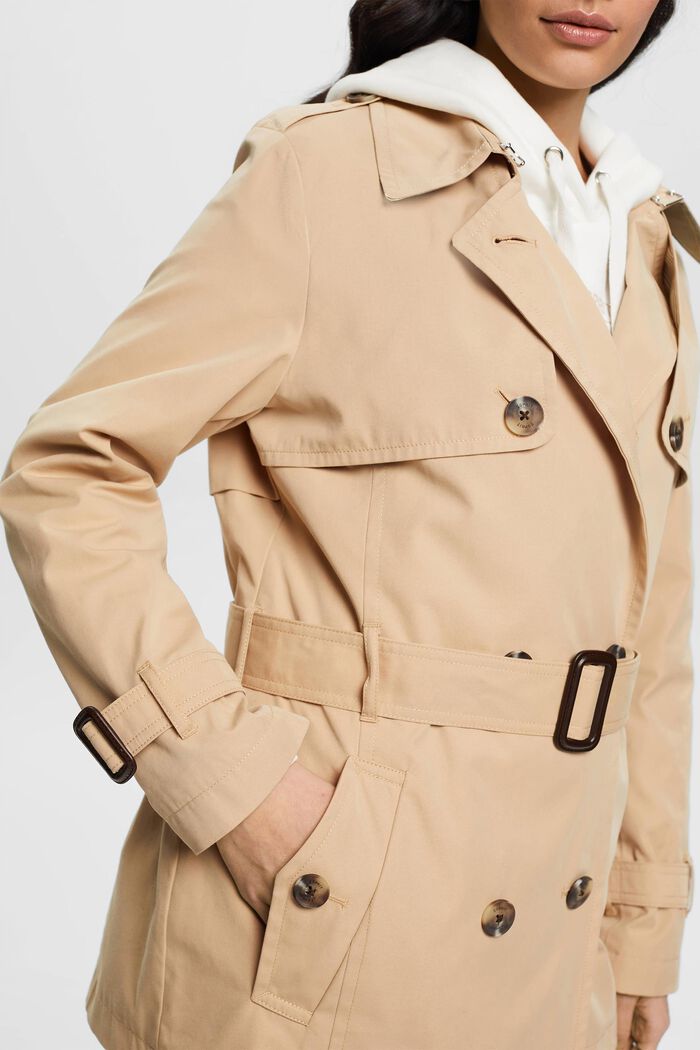 Trench-coat court à ceinture, SAND, detail image number 2