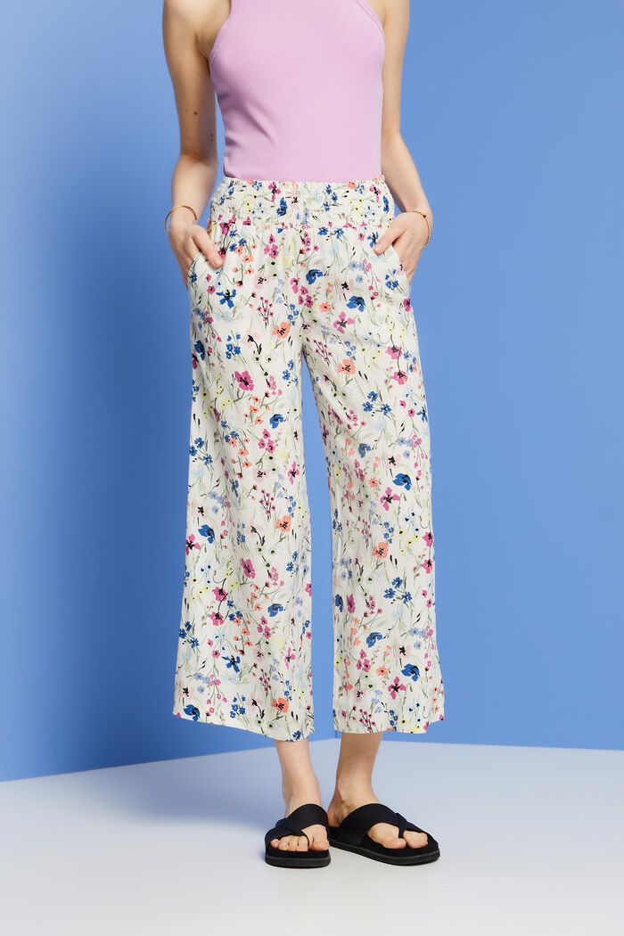 Pull-on culotte met print, OFF WHITE, detail image number 0