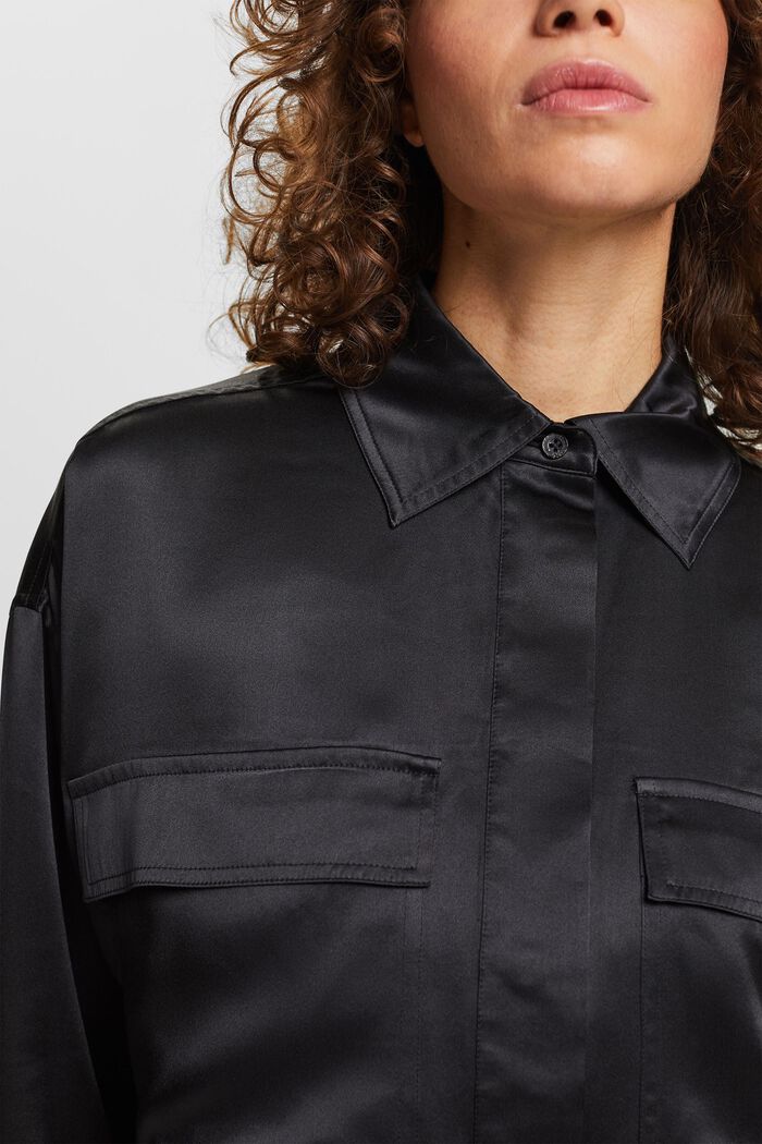 Zijde-satijnen blouse, BLACK, detail image number 3