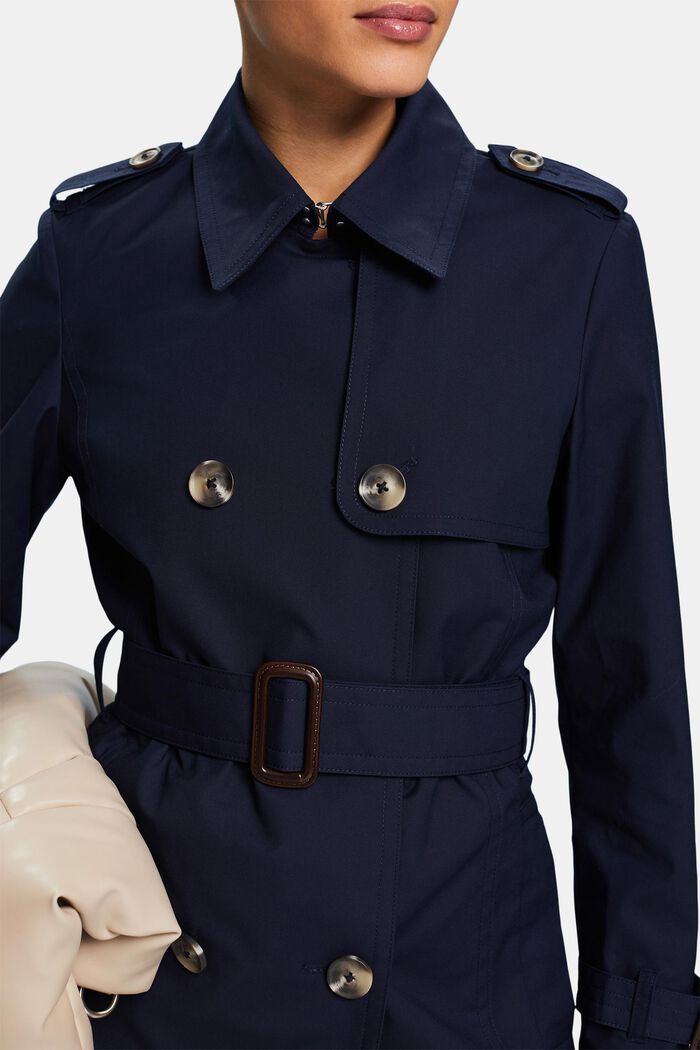 Korte double-breasted trenchcoat, NAVY, detail image number 3