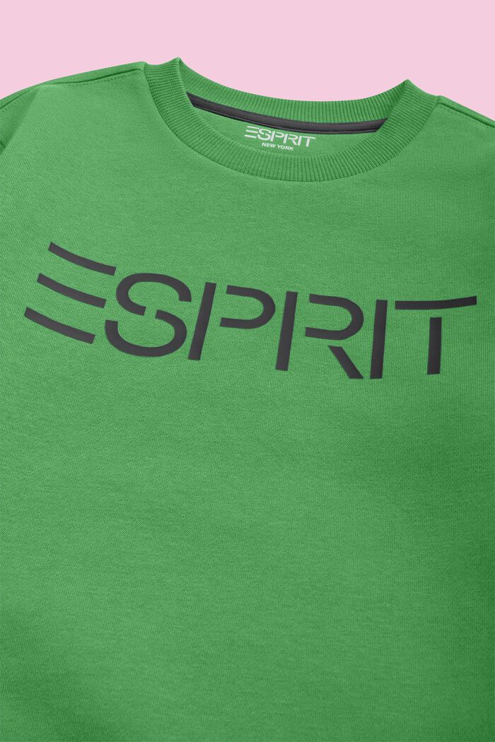 Sweatshirt met logo en ronde hals, GREEN, detail image number 2