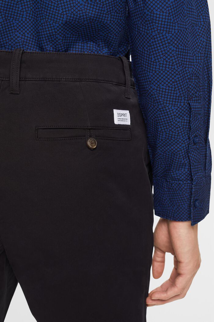 Small fit chino broek van katoenen twill, BLACK, detail image number 4