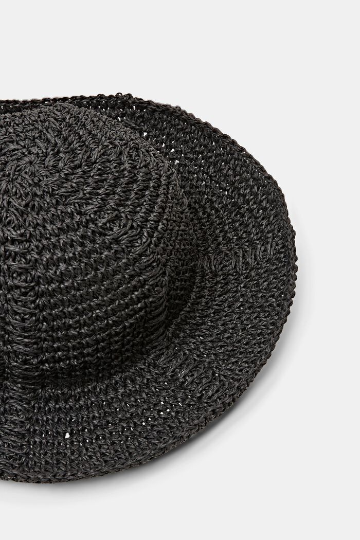 Chapeau de paille en crochet, BLACK, detail image number 1
