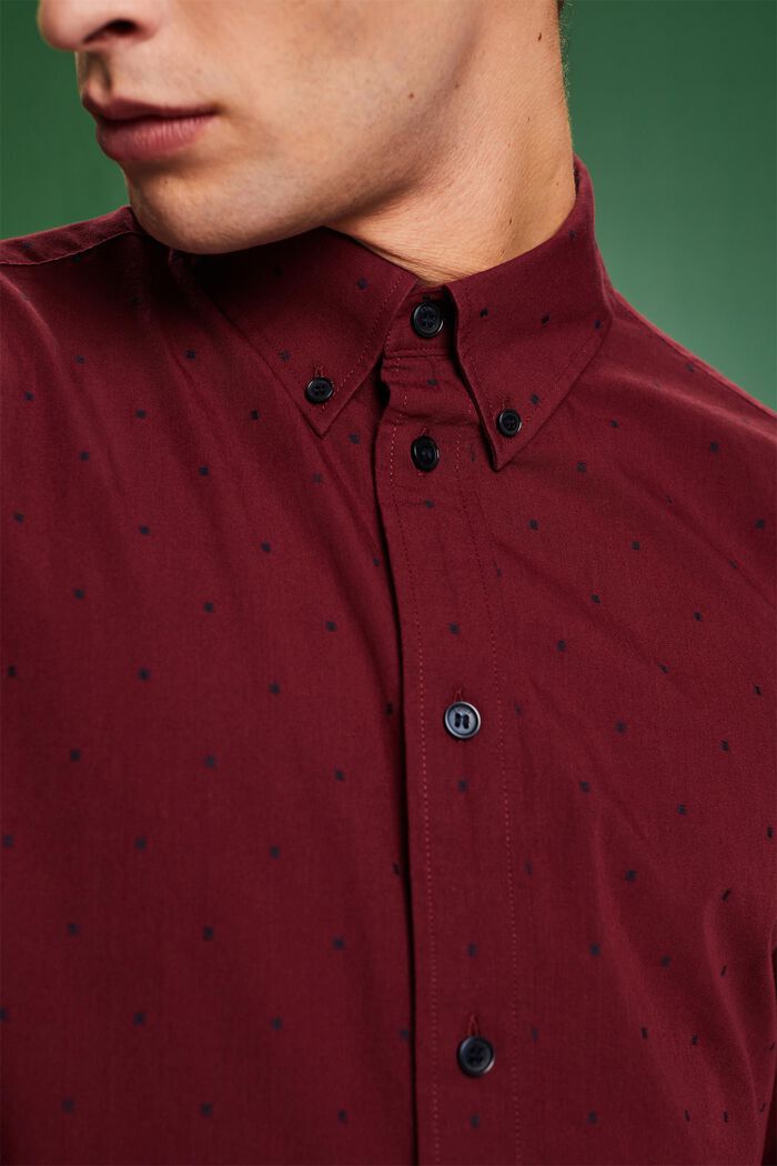 Katoenen slim fit-overhemd met borduursel, GARNET RED, detail image number 3