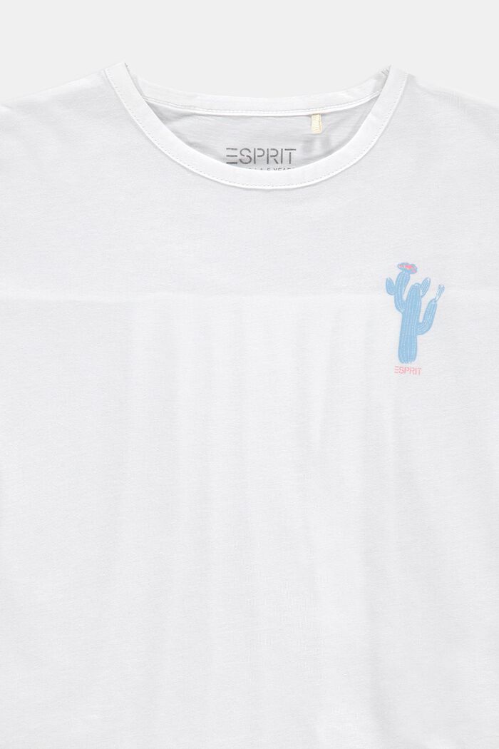 T-shirt à imprimé cactus et bords roulottés, WHITE, detail image number 2