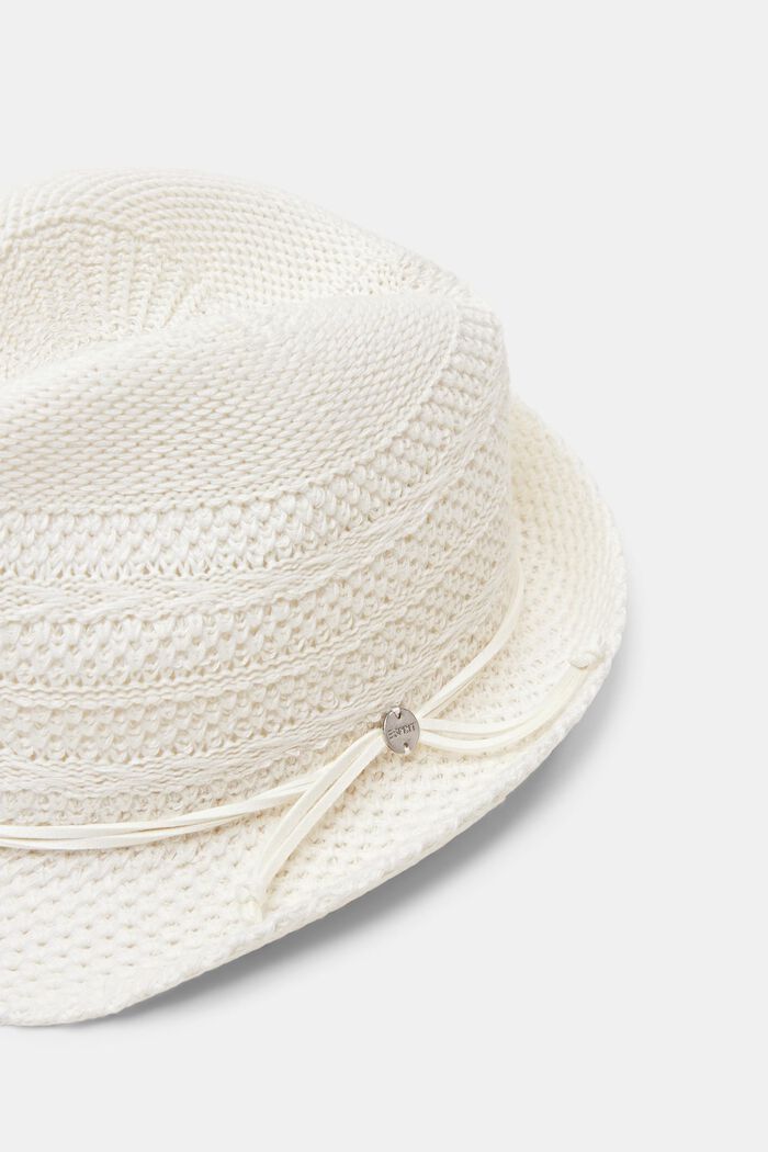 Chapeau fedora en maille, OFF WHITE, detail image number 1