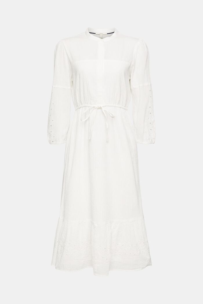 Midi-jurk van 100% katoen, OFF WHITE, detail image number 5