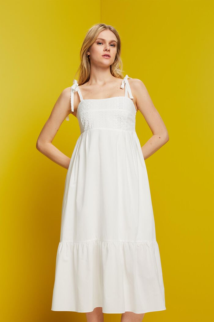 Midi-jurk met borduursel, LENZING™ ECOVERO™, WHITE, detail image number 0