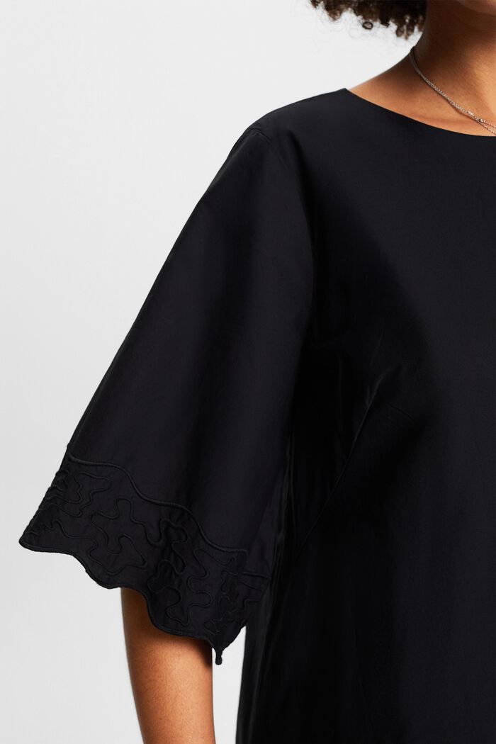 Mini-jurk met borduursel en klokmouwen, BLACK, detail image number 3