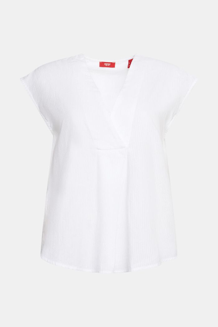 Gestreepte katoenen blouse met V-hals, WHITE, detail image number 5