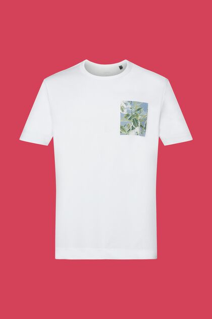 Jersey T-shirt met print op de borst, 100% katoen
