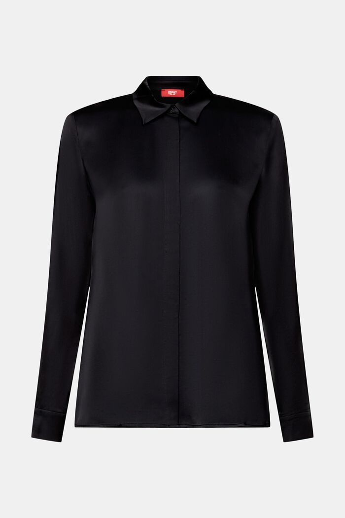 Satijnen blouse met lange mouwen, BLACK, detail image number 5