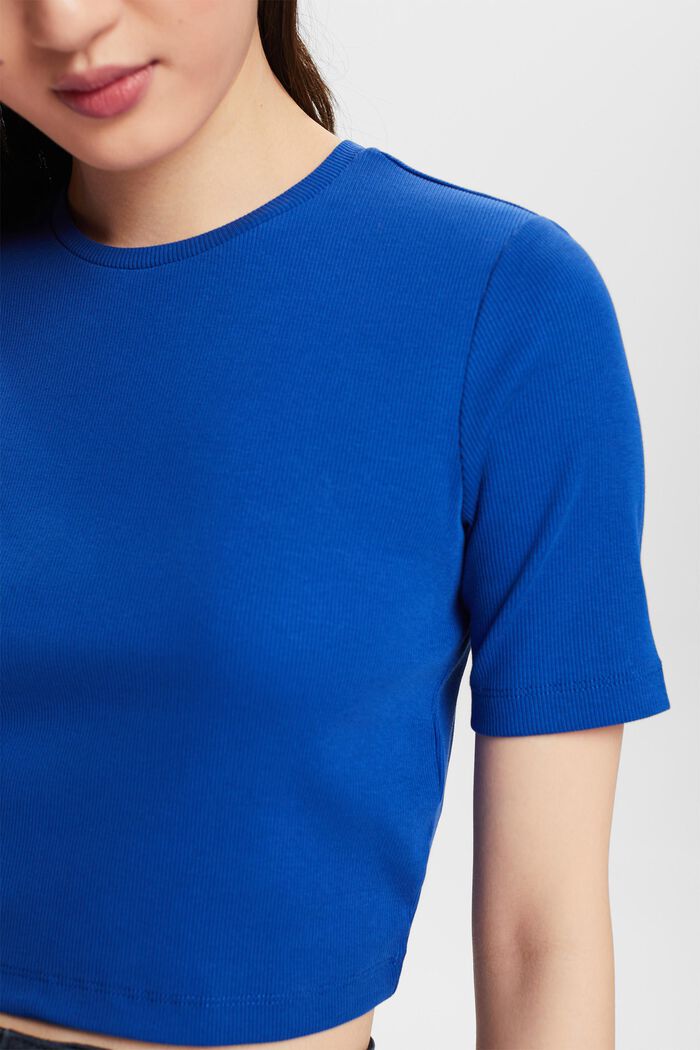 T-shirt court en coton côtelé, BRIGHT BLUE, detail image number 3