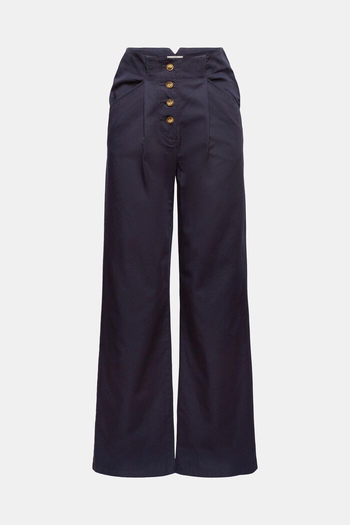 Pantalon fermé par une patte de boutonnage, 100 % coton, NAVY, detail image number 6