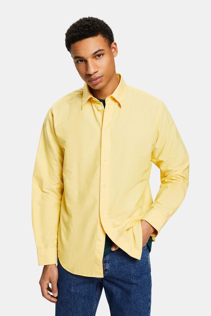 Chemise Oxford en coton, YELLOW, detail image number 0