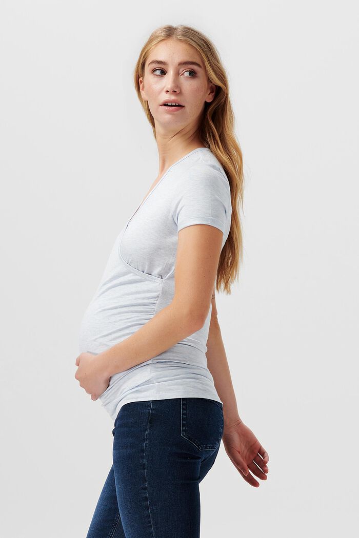 Zwangerschapsshirt met wikkellook, LIGHT BLUE, detail image number 4