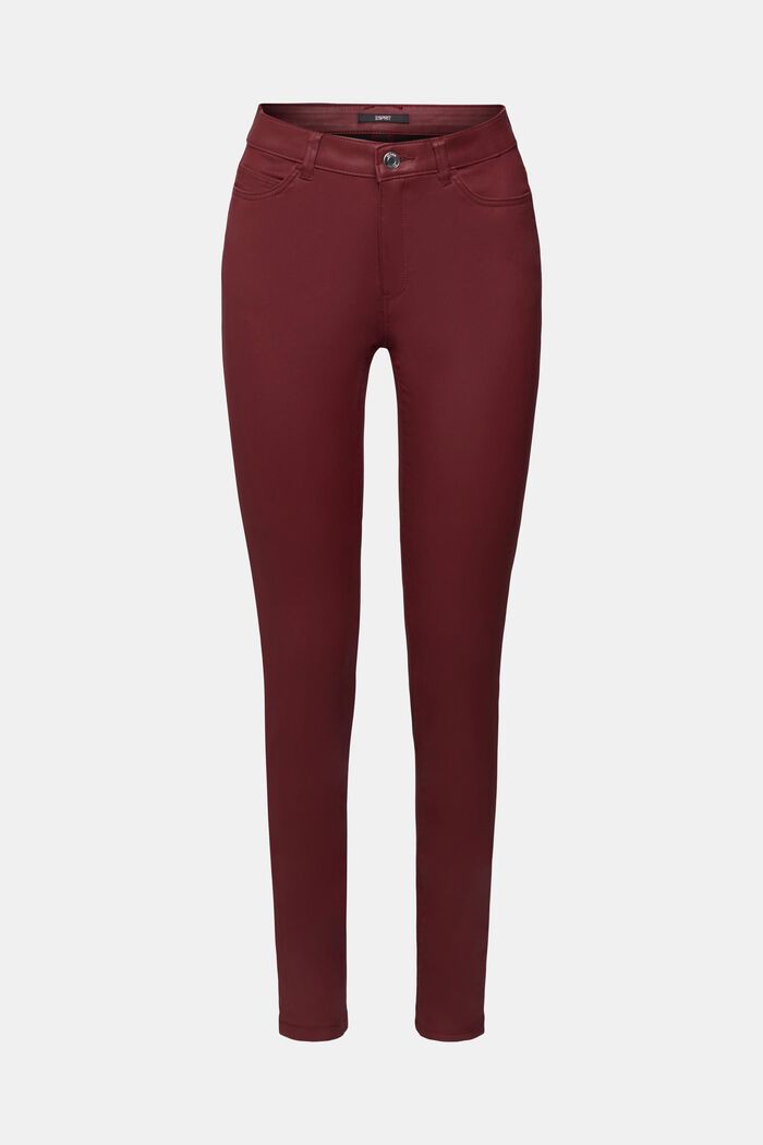 Pantalon taille haute en similicuir coupe Slim Fit, BORDEAUX RED, detail image number 2