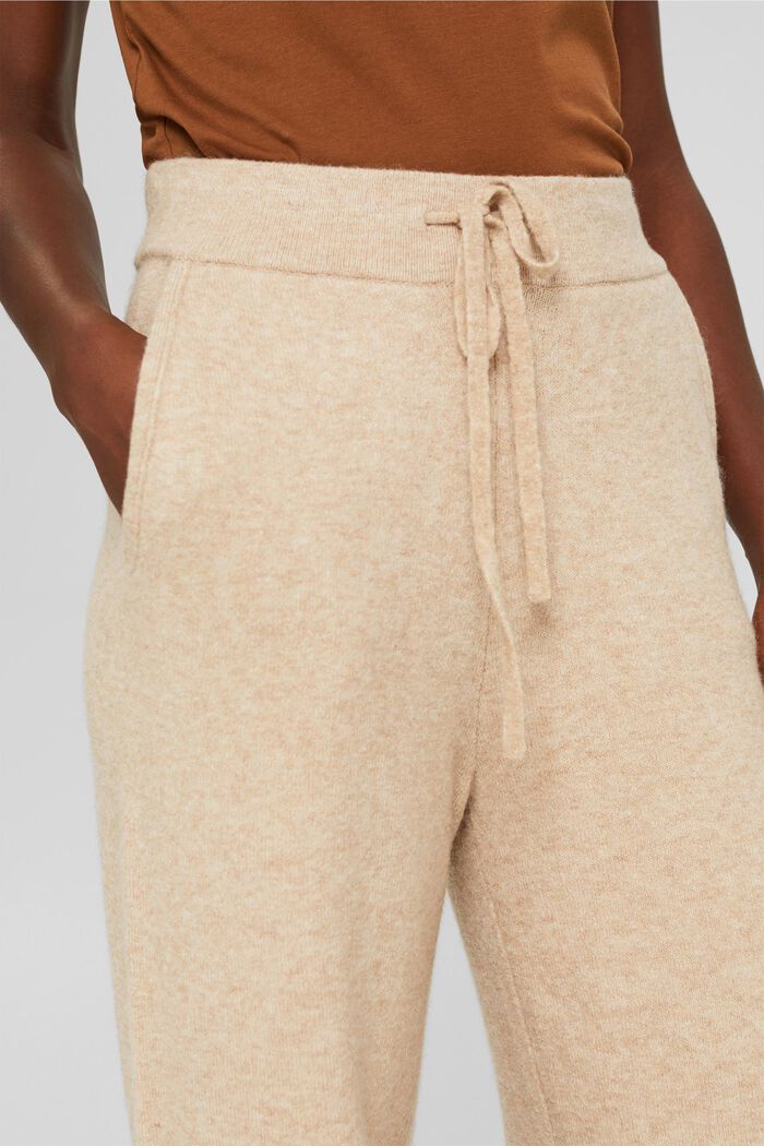 À teneur en laine : le pantalon en maille à jambes larges, SAND, detail image number 2