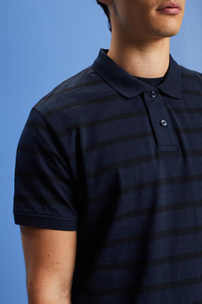 Polo en coton rayé, NAVY, detail image number 2