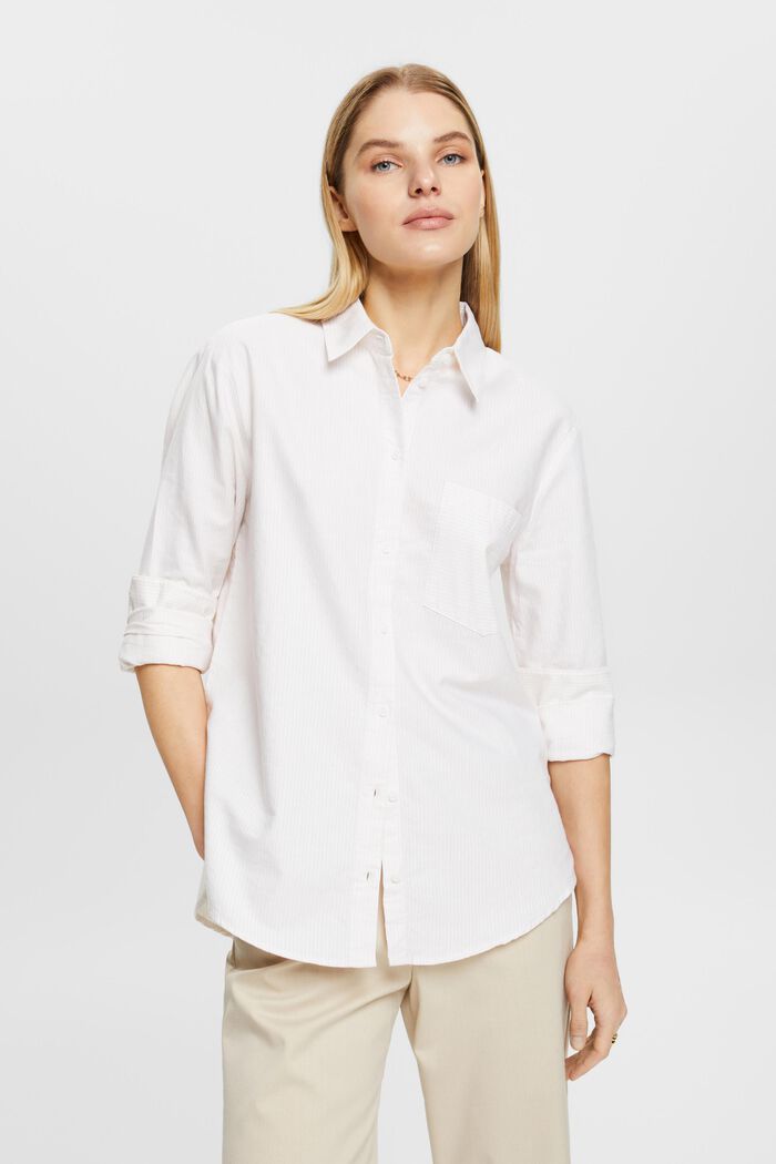 Gestreepte katoenen blouse, PASTEL PINK, detail image number 0
