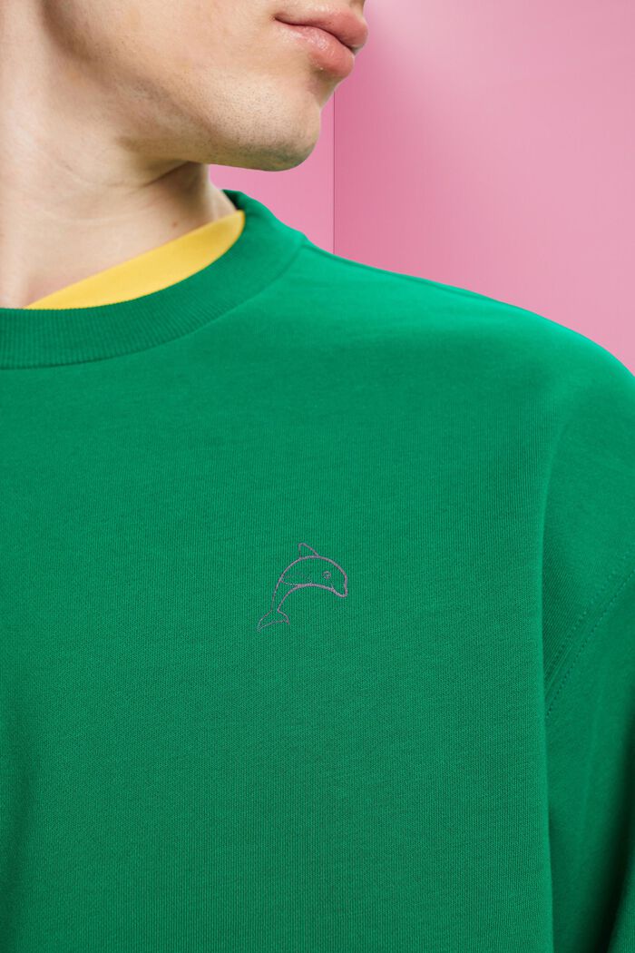 Sweatshirt met een kleine dolfijnenprint, GREEN, detail image number 2