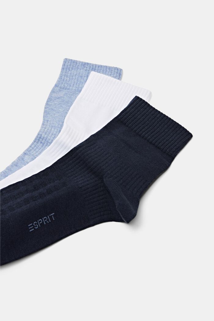 Set van 3 crew (middelhoge) sokken van geribd organic cotton, BLUE, detail image number 2