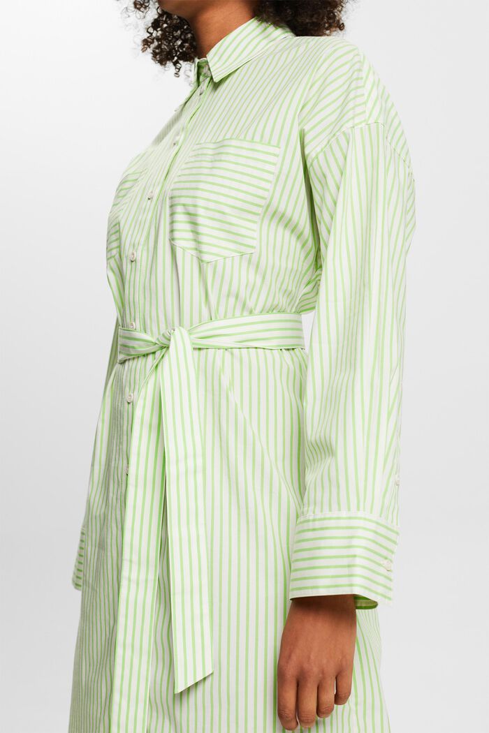 Robe-chemise en popeline rayée, GREEN, detail image number 4