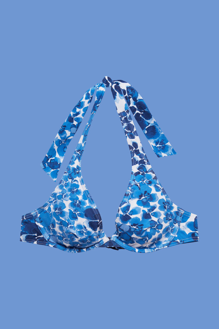 Gerecycled: bikinitop met haltermodel en beugels, BLUE, detail image number 4