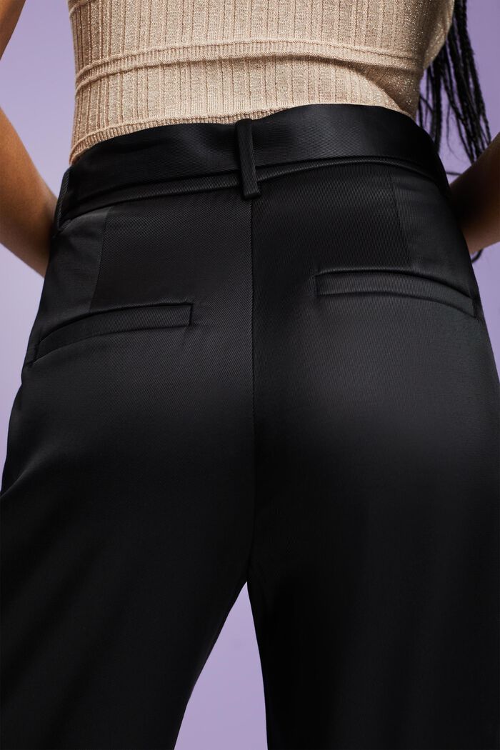 Satijnen broek met wijde pijpen, BLACK, detail image number 3