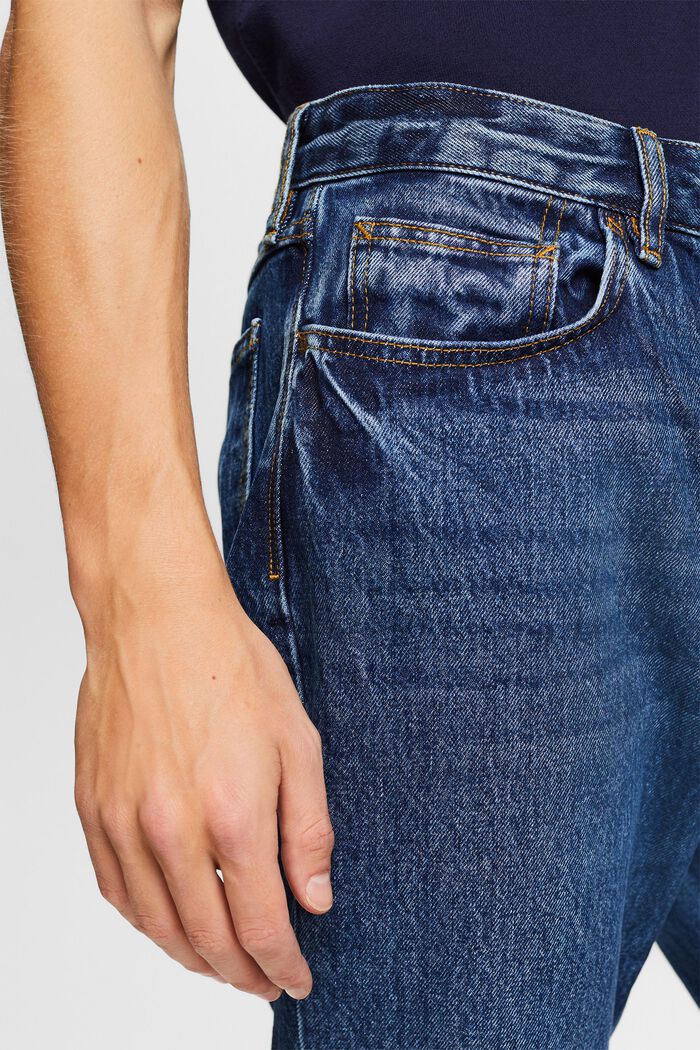 Jeans met middelhoge taille en rechte pijpen, BLUE DARK WASHED, detail image number 4